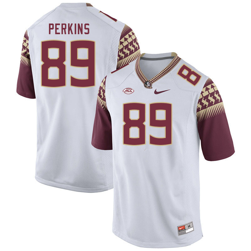 Men #89 Xavier Perkins Florida State Seminoles College Football Jerseys Stitched Sale-White - Click Image to Close